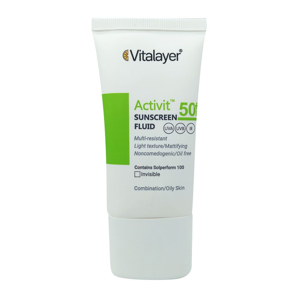 ضد آفتاب فلوئیدی پوست چرب بی رنگ اکتی ویت 50 میل ویتالایر